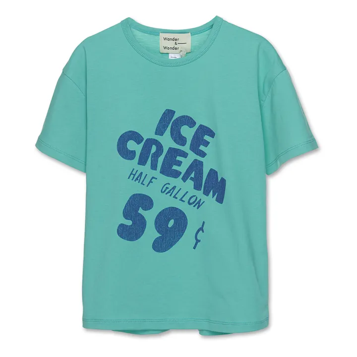 Wander & Wonder T-Shirt Ice Cream Coton Bio | Bleu turquoise