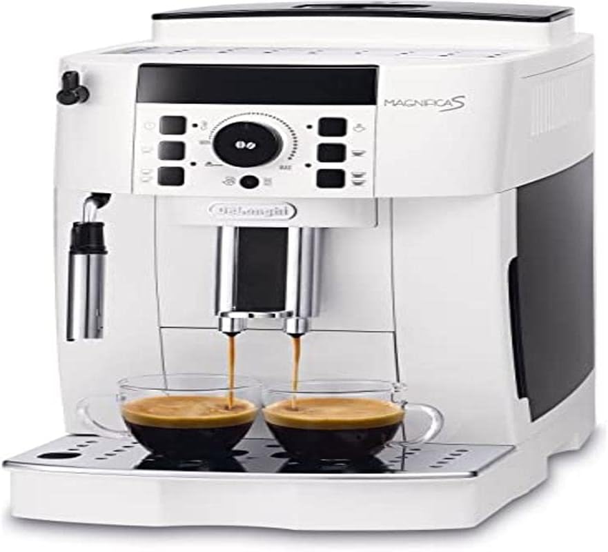 De'Longhi Magnifica S ECAM21.117.W, Automatische Kaffeemaschine, Manuell Einstellbarer Milchaufschäumer, Bean-to-Cup Espressomaschine, 2 Rezepte, Temperaturkontrolle, 2 Espressi Gleichzeitig, Weiß