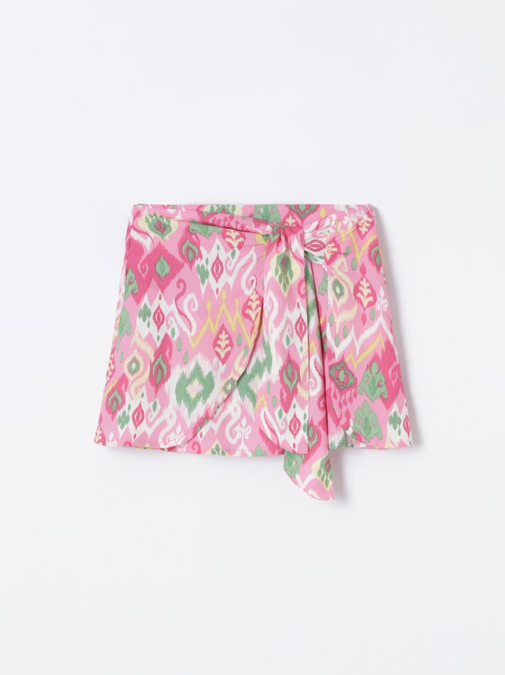 Saia pareô fluida - Rosa chiclete
