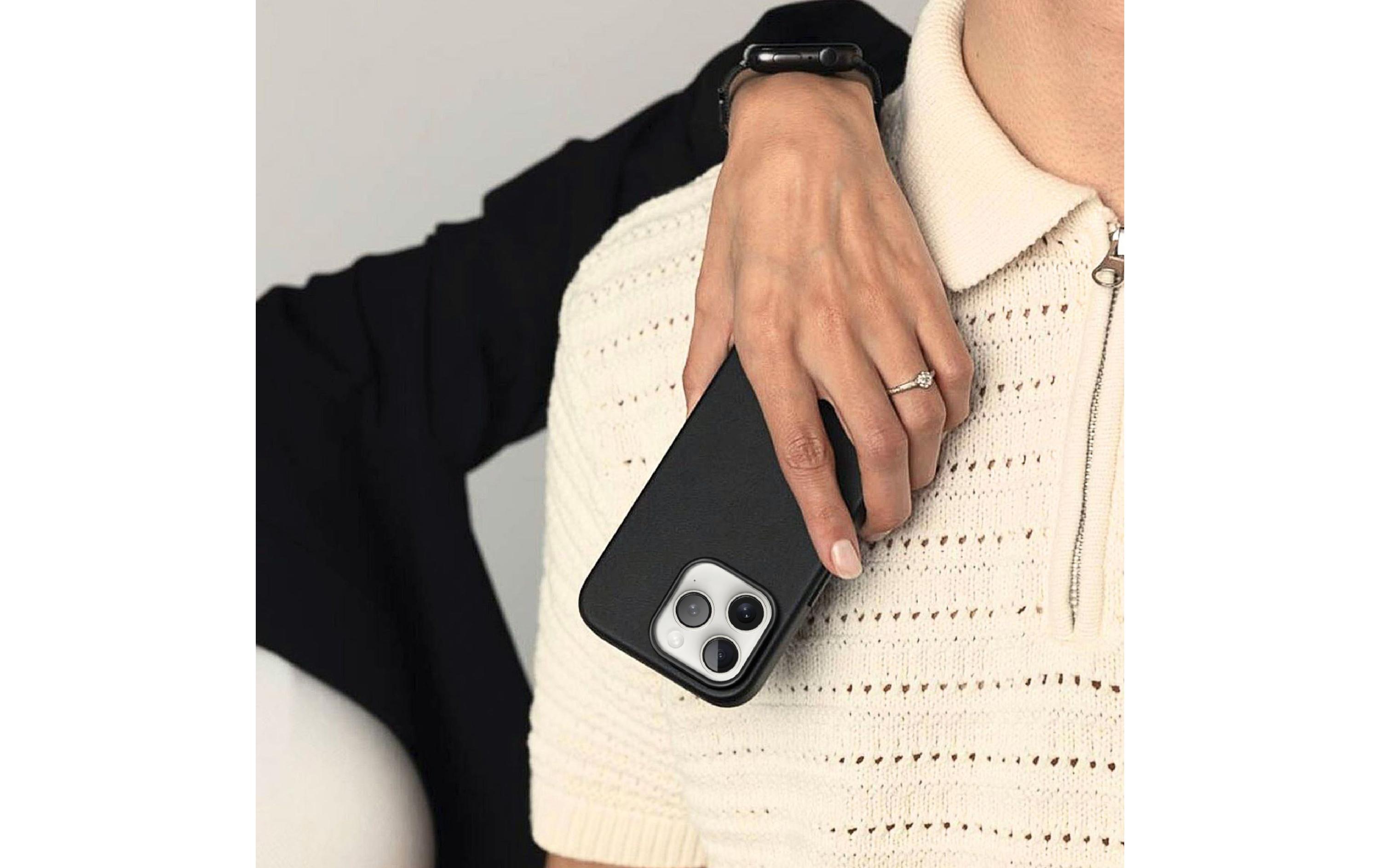 Back Cover Like Leather iPhone 16 SchwarzLeather Backcover für das Apple iPhone 16