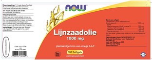 NOW Lijnzaadolie Capsules 100 STK 100ST