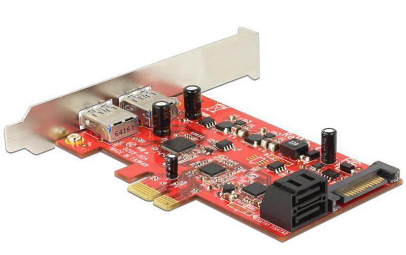 Host Bus Adapter Controller PCI-Ex1- 2x SATA3, 2x USB3.0PCI Express Karte > 2x extern USB 3.0 + 2x intern SATA 6 Gb/s