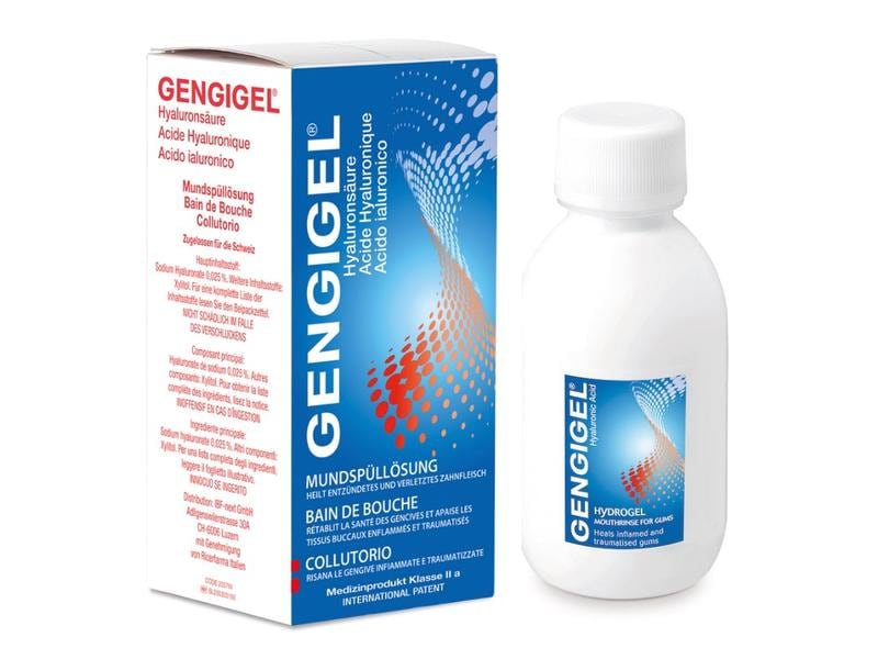 Gengigel Hyaluronsäure Mundspülung 150 ml Vorbeugende und heilende Kombination für gesundes Zahnfleisch