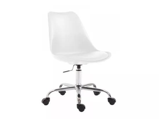 Chaise de bureau - Plastique & Métal chromé - Blanc - Toulouse