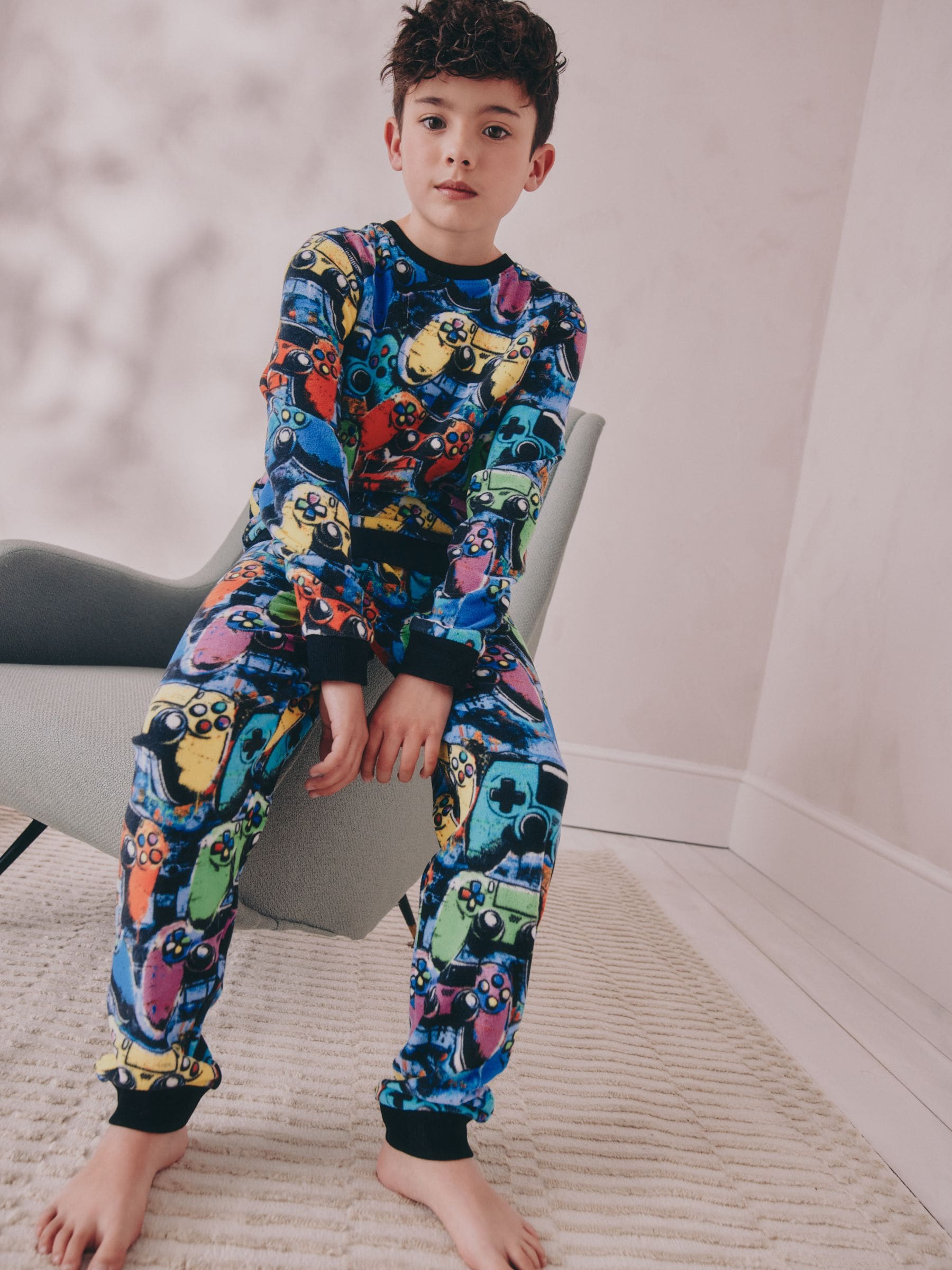 Meerkleurig - Enkele behaaglijke fleece pyjama (3 - 16 jr)
