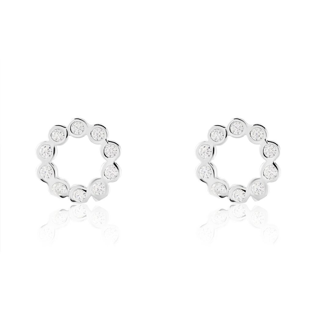 Boucles D'oreilles Puces Argent Blanc Leonhard Oxydes De Zirconium