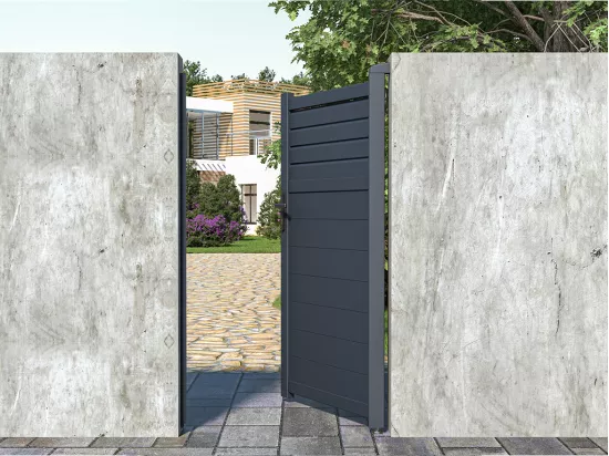 Portillon battant aluminium persienné L103 x H181 cm anthracite - VIAZO