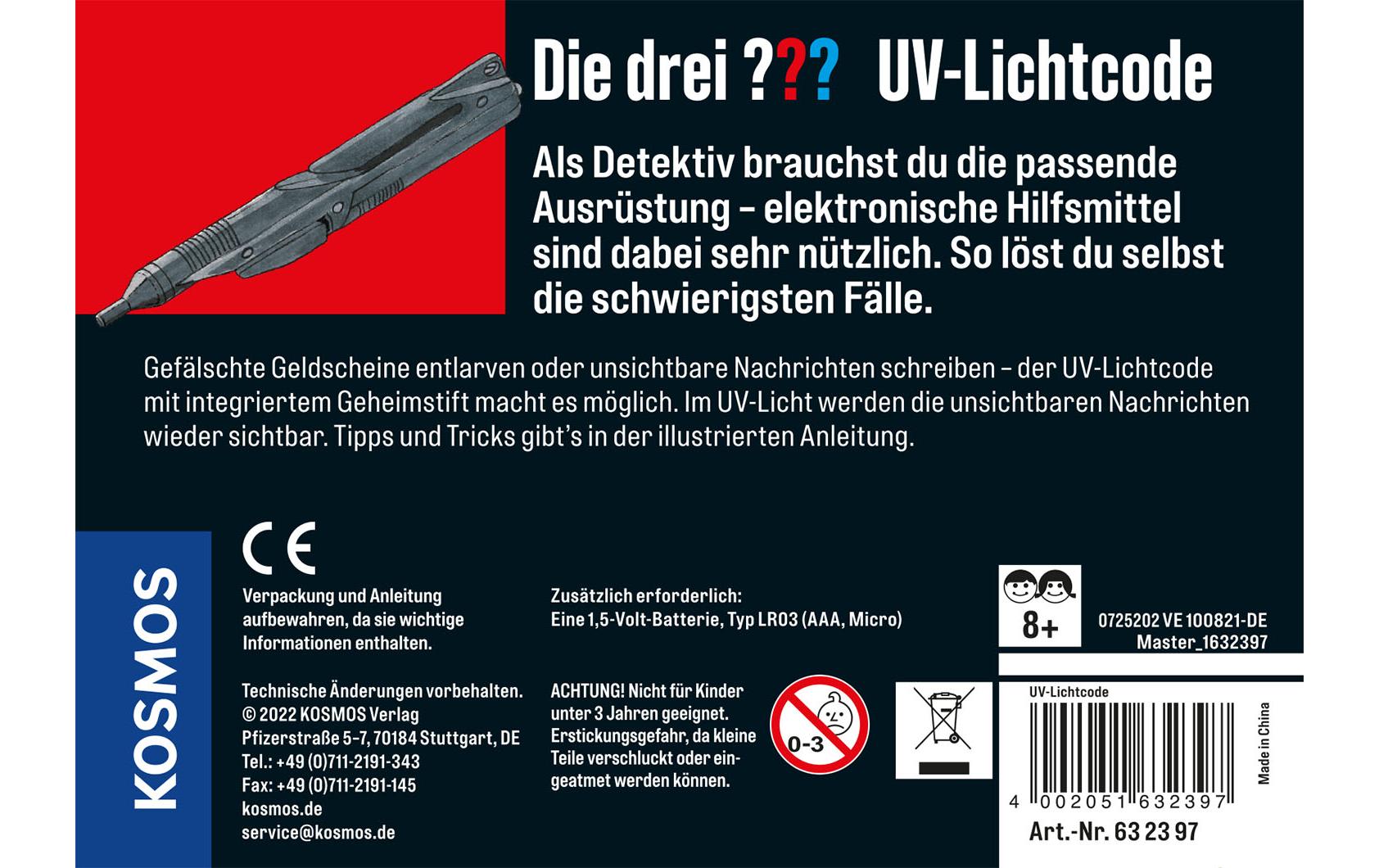 Detektivausrüstung Die Drei??? UV-LichtcodeSpannendes Detektiv-Set in einer hochwertigen Metalldose