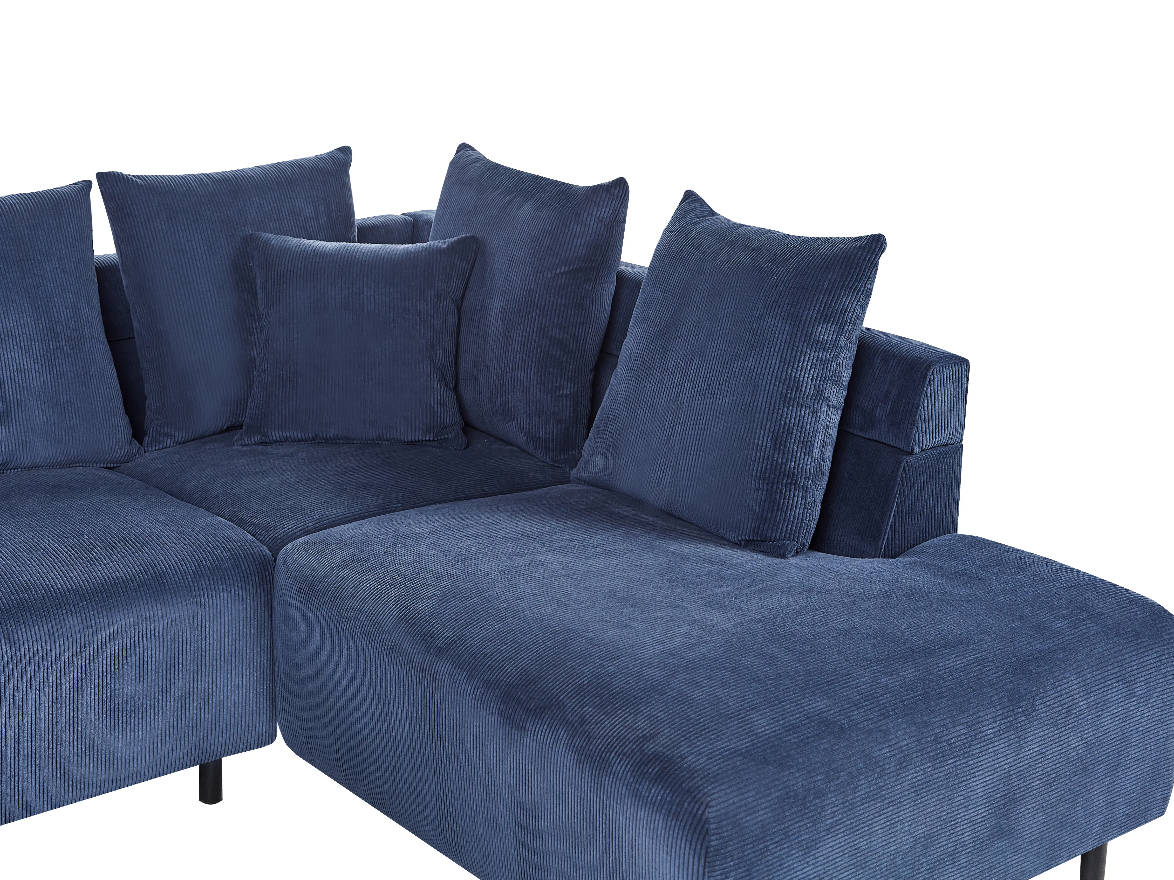 Hoekbank 4-zits LUNNER Corduroy Donkerblauw linkszijdig