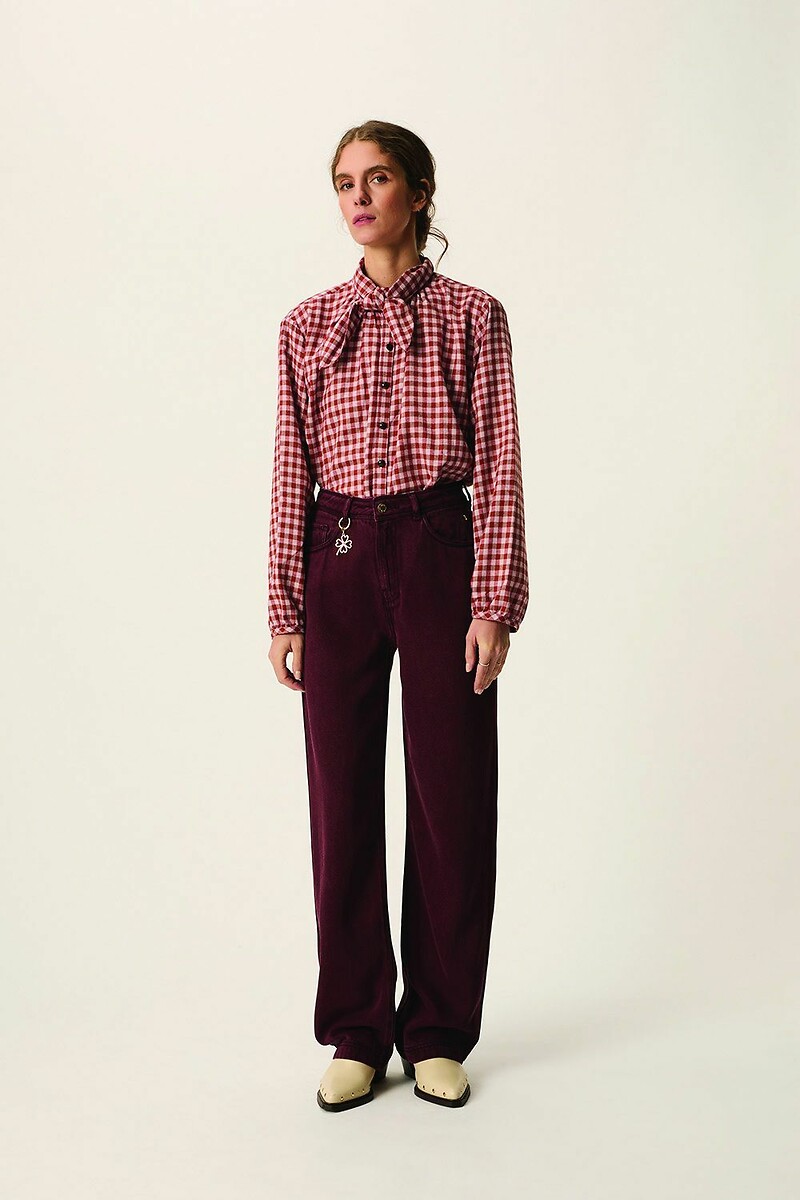 DES PETITS HAUTS<br>Blusa xadrez com gola lavaliere, RAINBOW