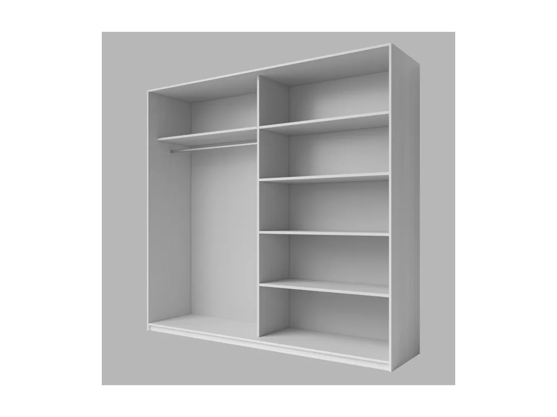 Armoire 2 portes coulissantes 220cm Coloris blanc avec miroir. Collection FLOYD