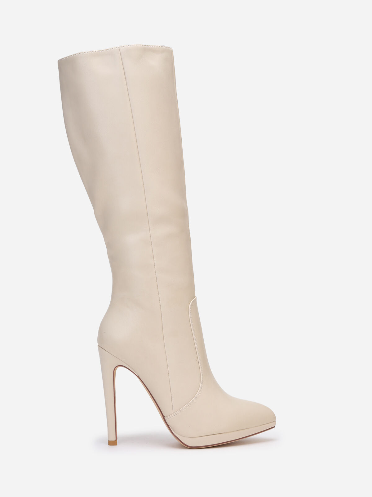 Bottes en simili à talon aiguille- Beige