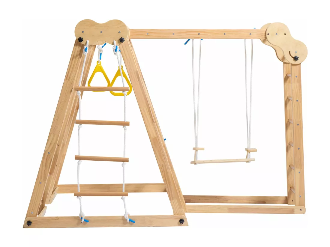 Luge en bois massif, d128cm×h116cm, naturel