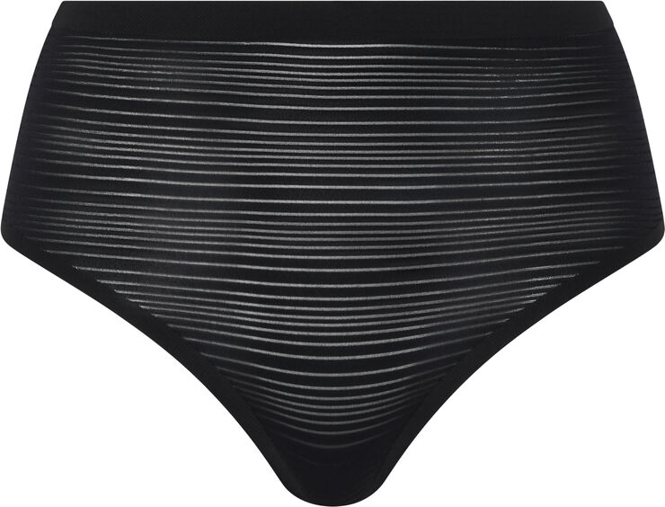 Chantelle Soft Stretch Stripes High waist thong Black