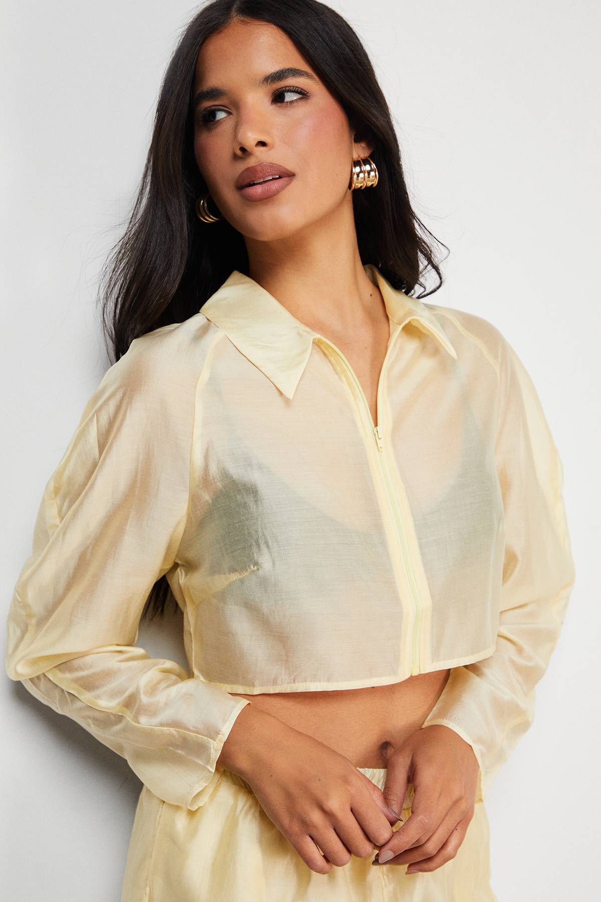 Warehouse Chemise Organza Boxy à Fermeture Éclair