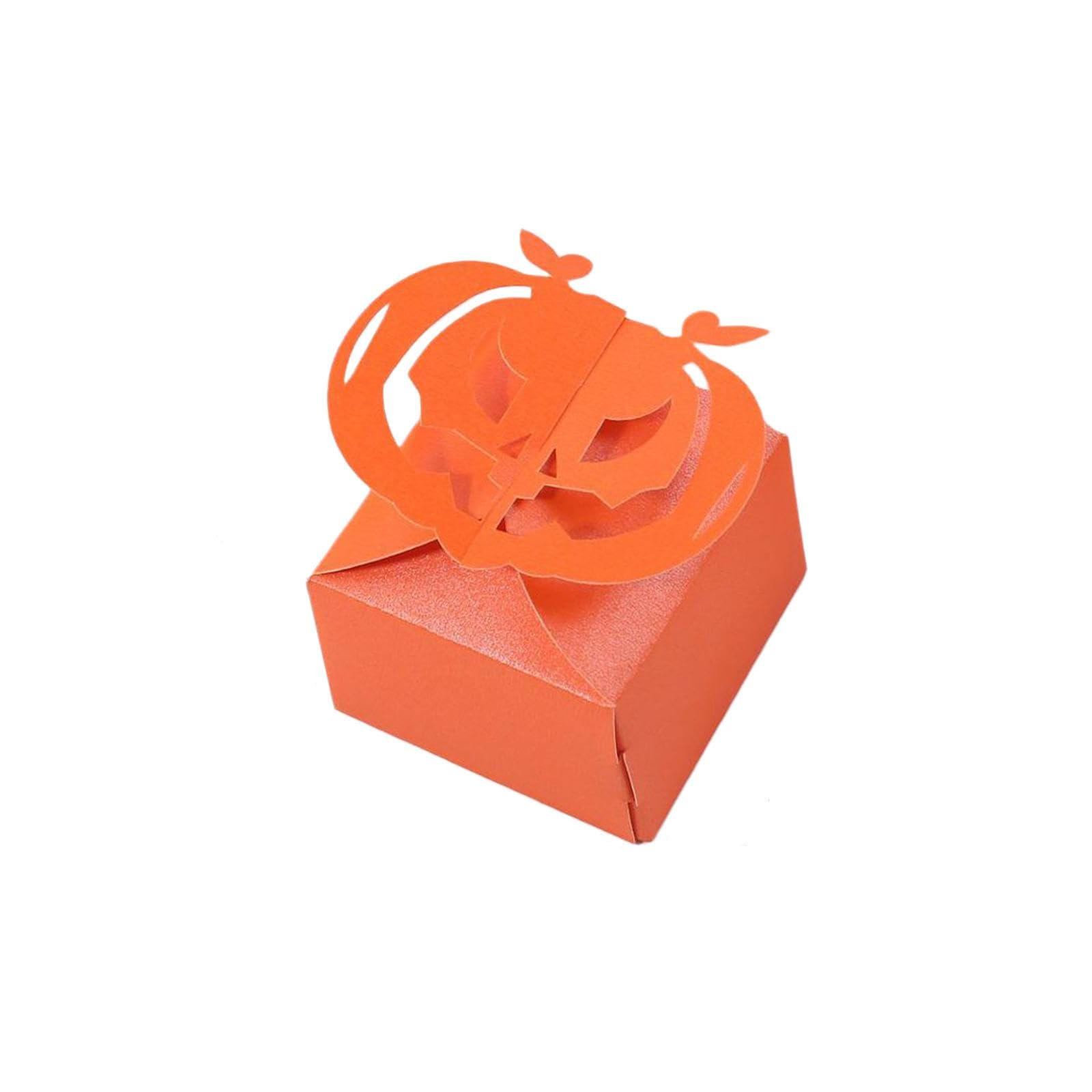 (24er Set) 45x60mm Halloween Mini Geschenk Schachtel Süssigkeiten Box Faltbare Candy Gift Bag - Orange