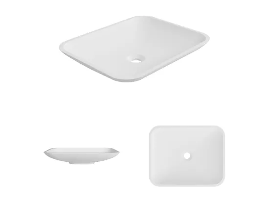 Vasque à poser ANJA - 75% Minéral Blanc Mat Rectangle 49.9*39.9cm*H9.2cm - LAVABERG