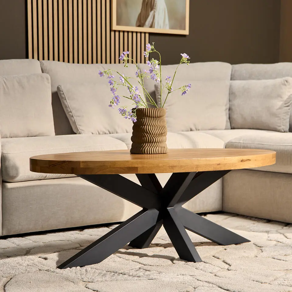 Salontafel Ovaal Naturel Hout - 130x70x46cm - Denver