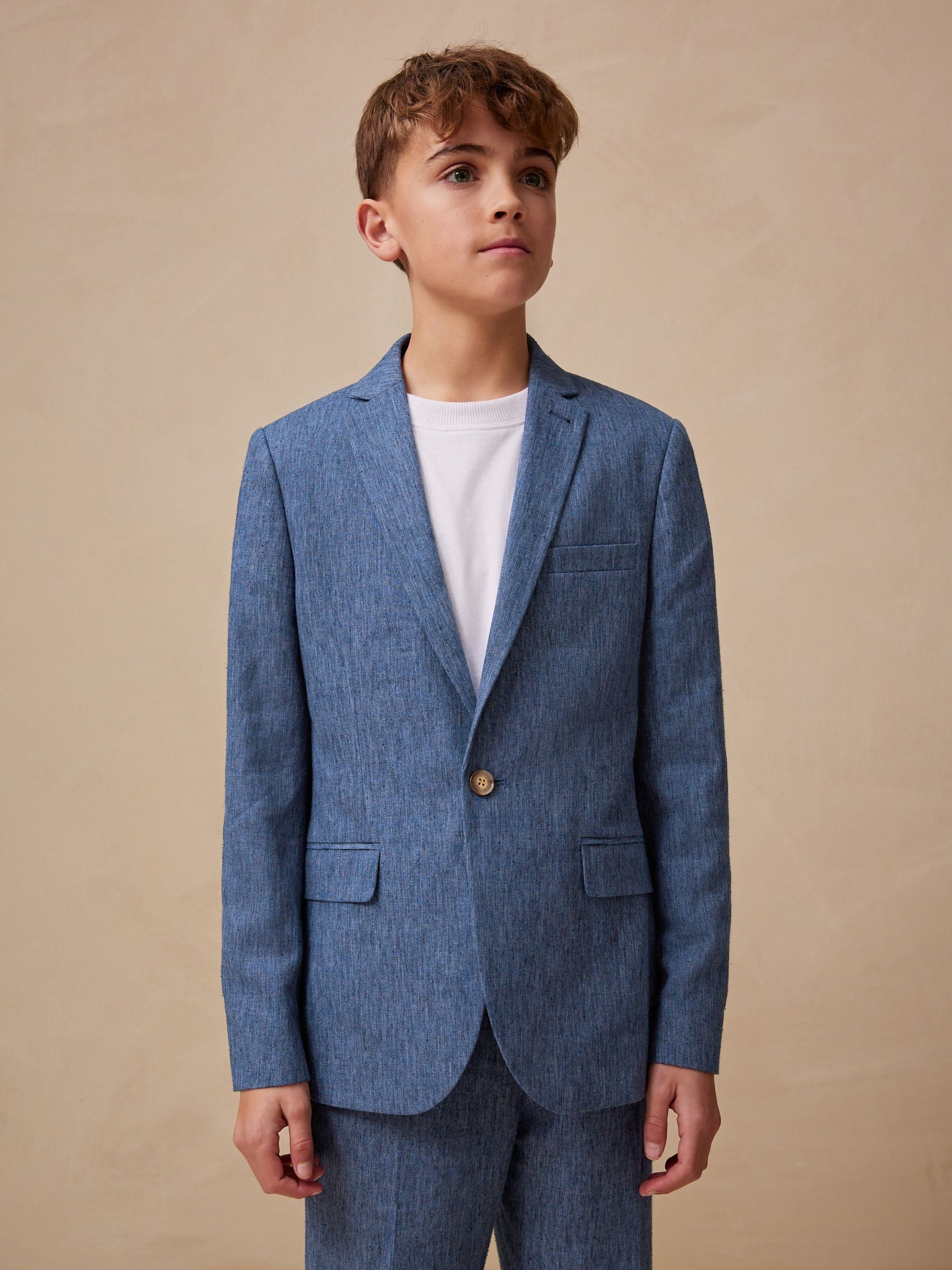 Blauw - Linnen colbert (12 mnd - 16 jr)