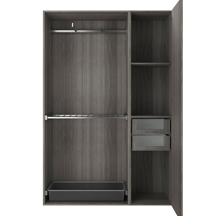 Armoire semi-ouverte effet chêne grisé GoodHome Atomia H. 225 x L. 150 x P. 45 cm