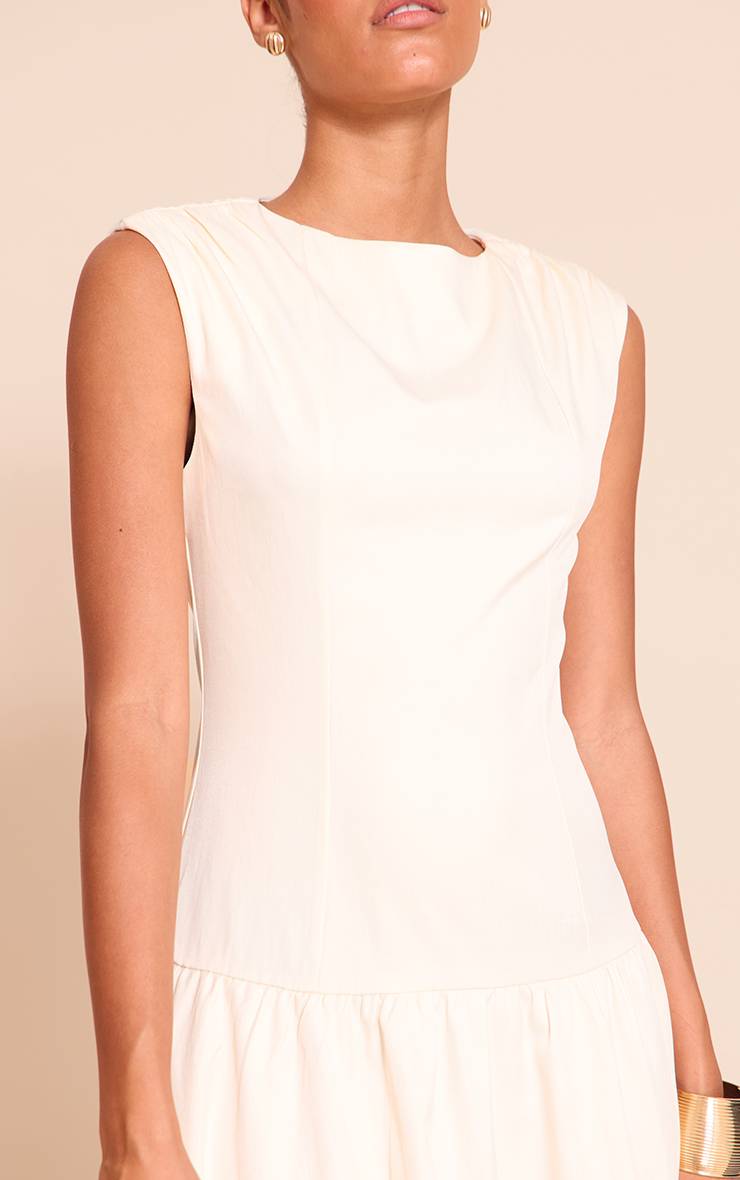 Crème Robe Maxi Tissée À Encolure Bateau Et Taille Basse