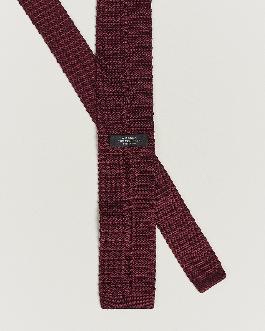 Amanda Christensen Knitted Silk Tie 6 cm Wine Red