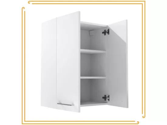 Armoire de salle de bain suspendue 60 cm au-dessus de l'évier avec étagères pour machine à laver blanc chromé