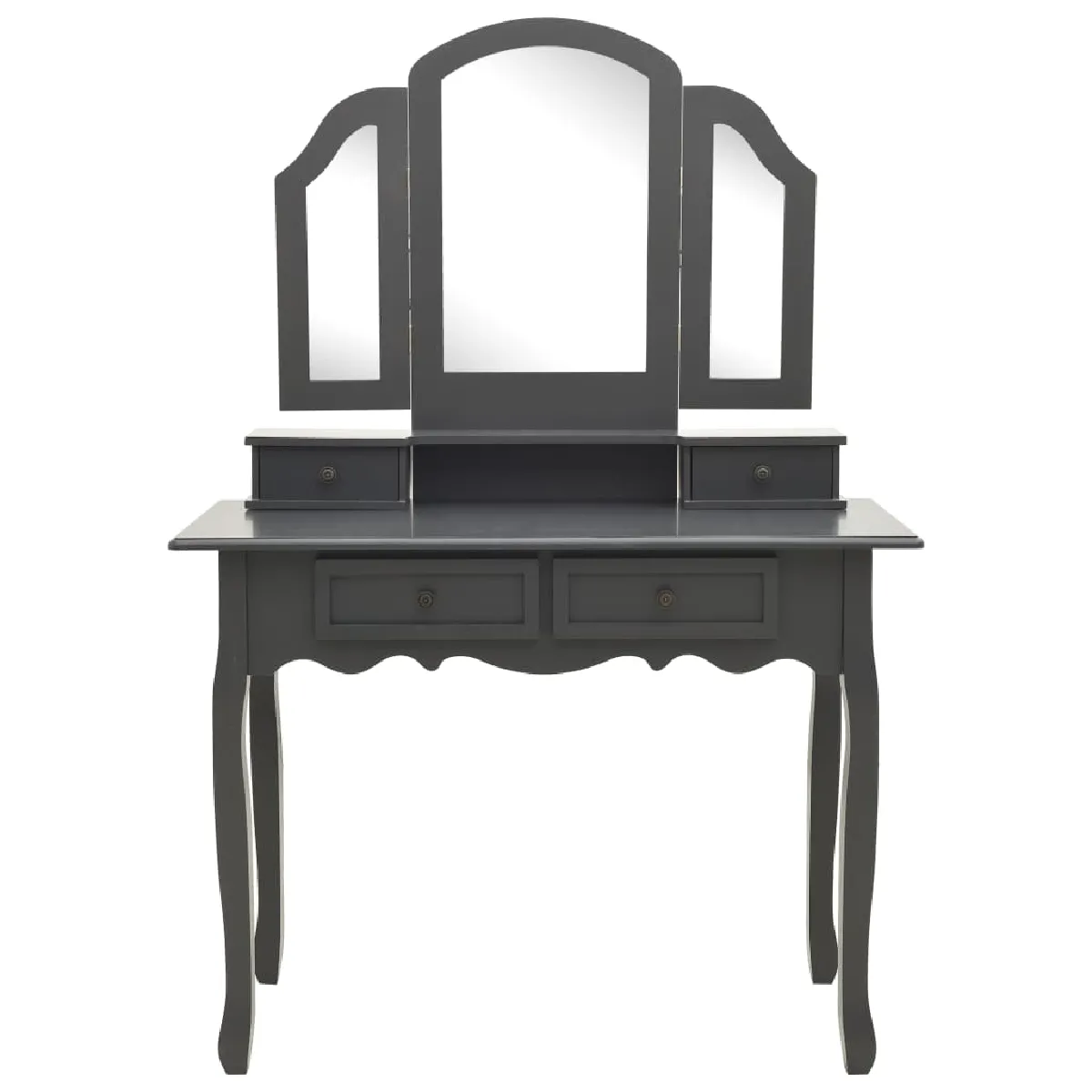 Coiffeuse Helloshop26 avec tabouret et miroirs - Gris