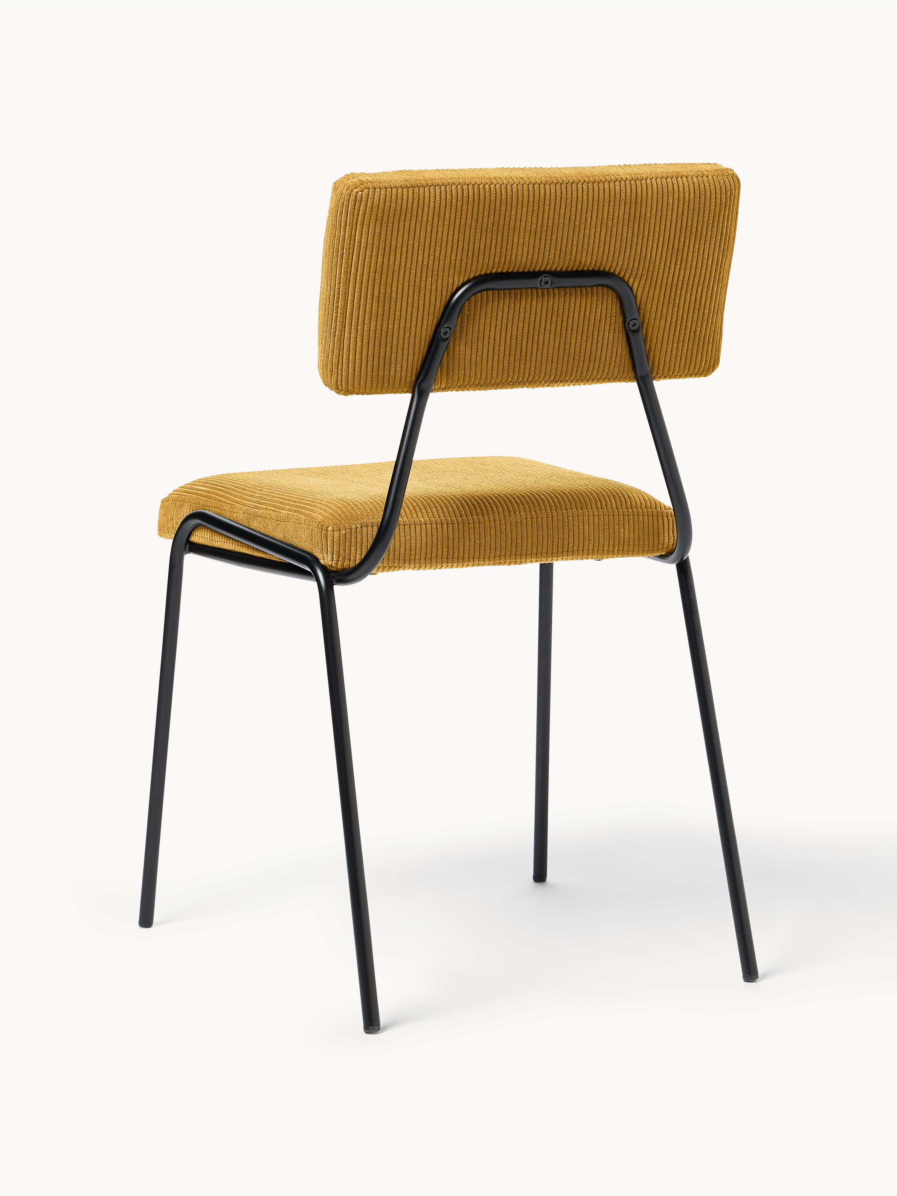 Corduroy gestoffeerde stoelen Mats, 2 stuks
