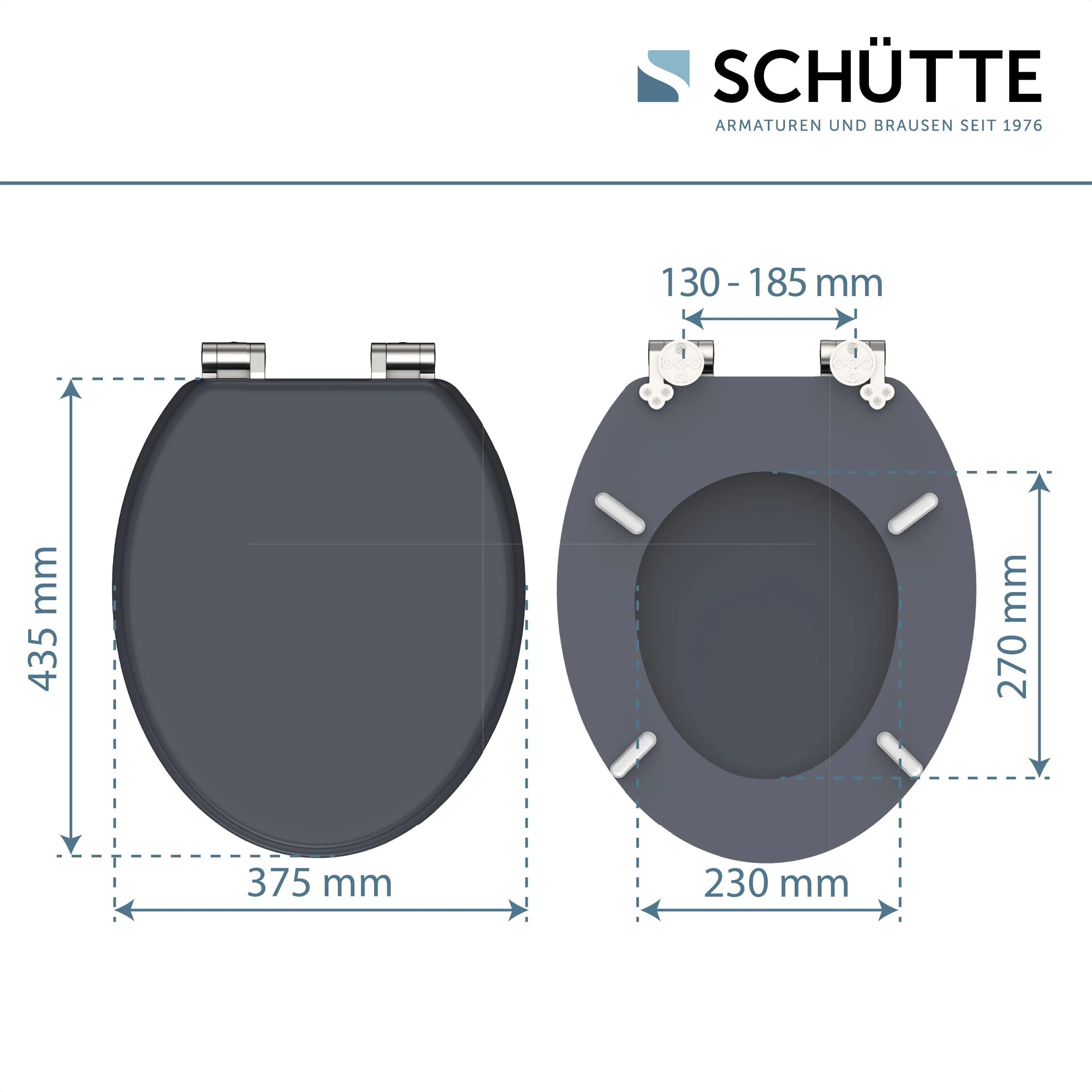 Schütte MDF WC Sitz SPIRIT ANTHRAZIT, Toilettendeckel mit Absenkautomatik