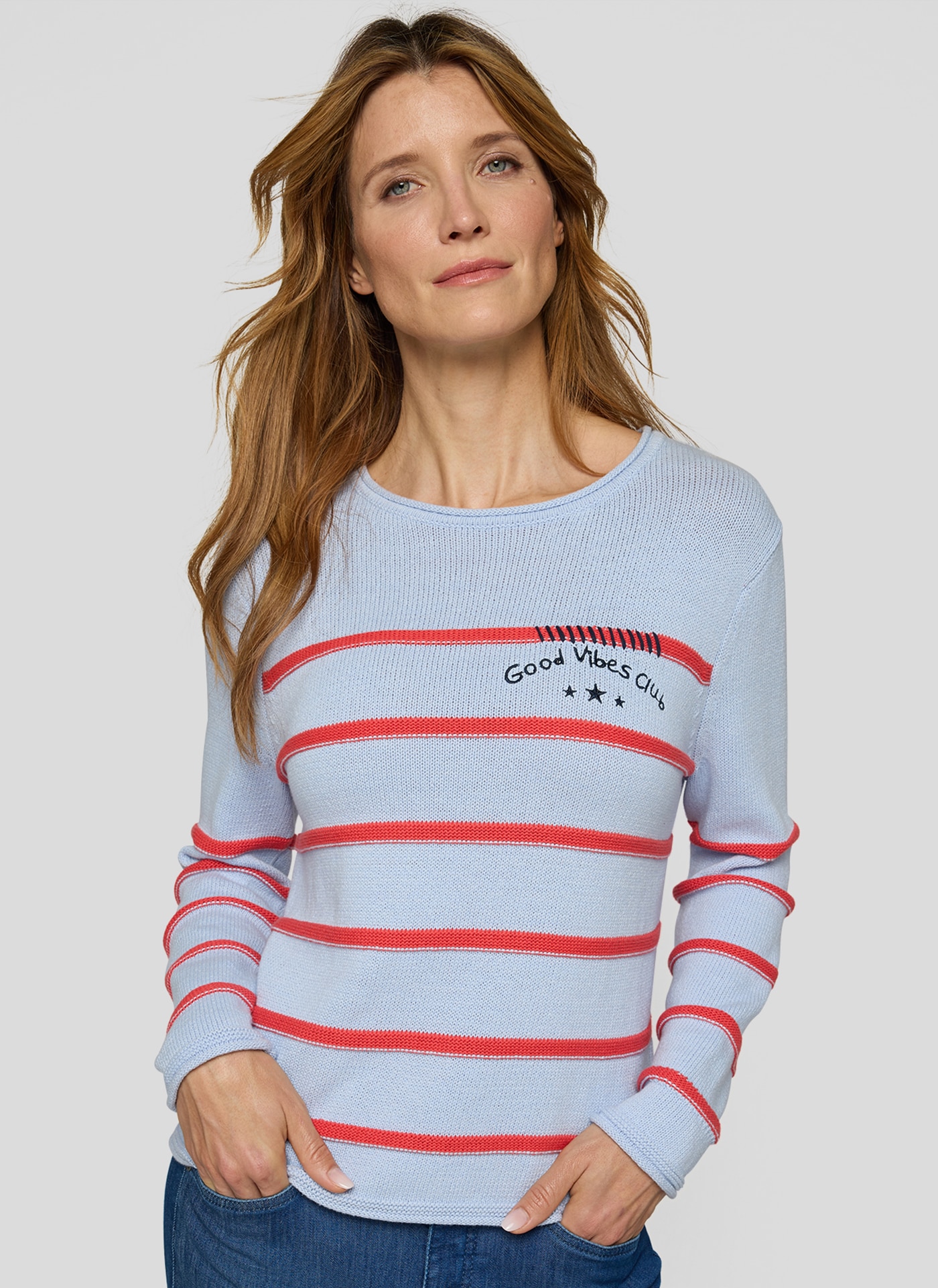 Rabe Strickpullover mit Streifen Muster