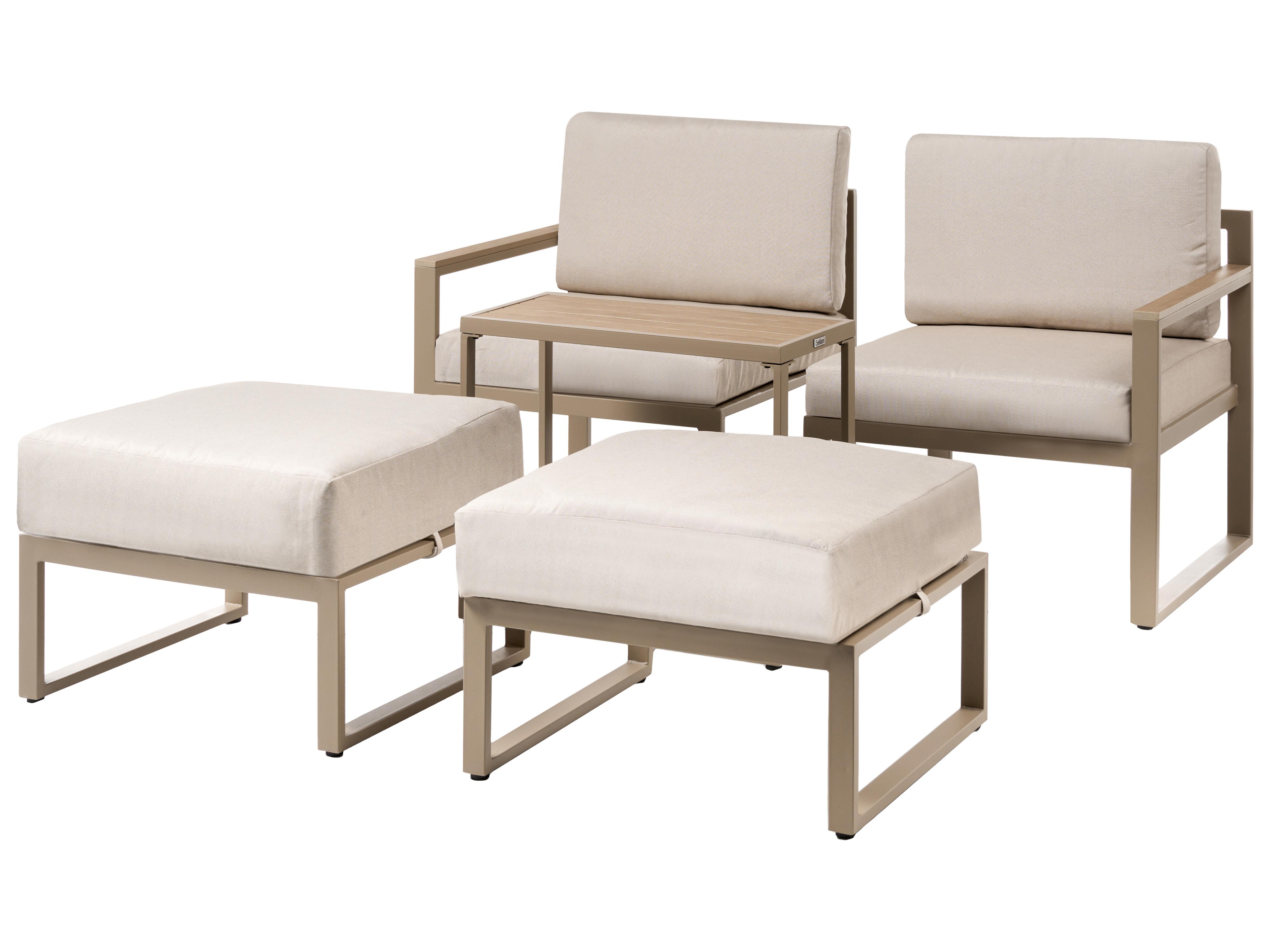 Loungeset met tafel en ottomaan 2-zits NOCI modulair Metaal Beige