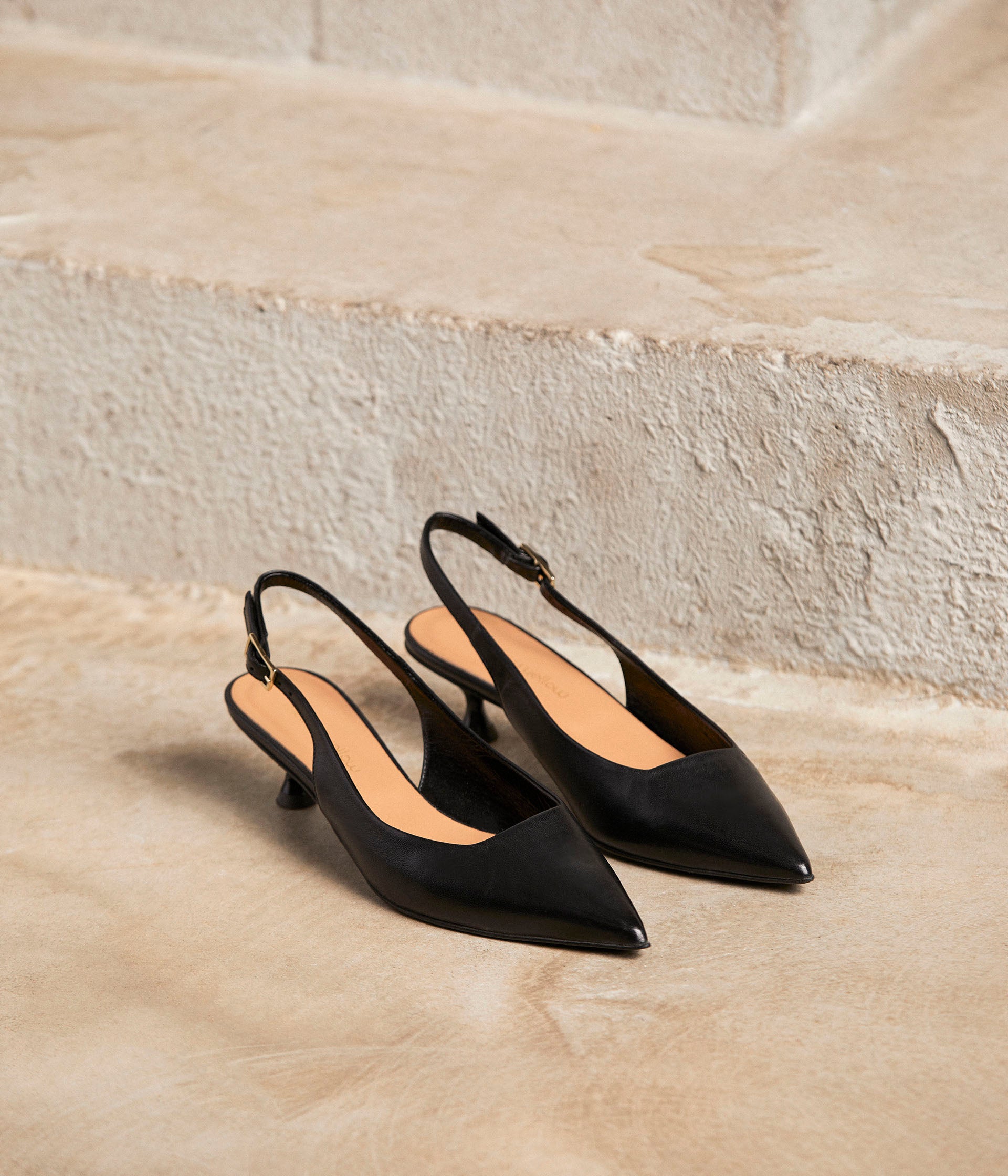 Slingback cuir noir Esmé