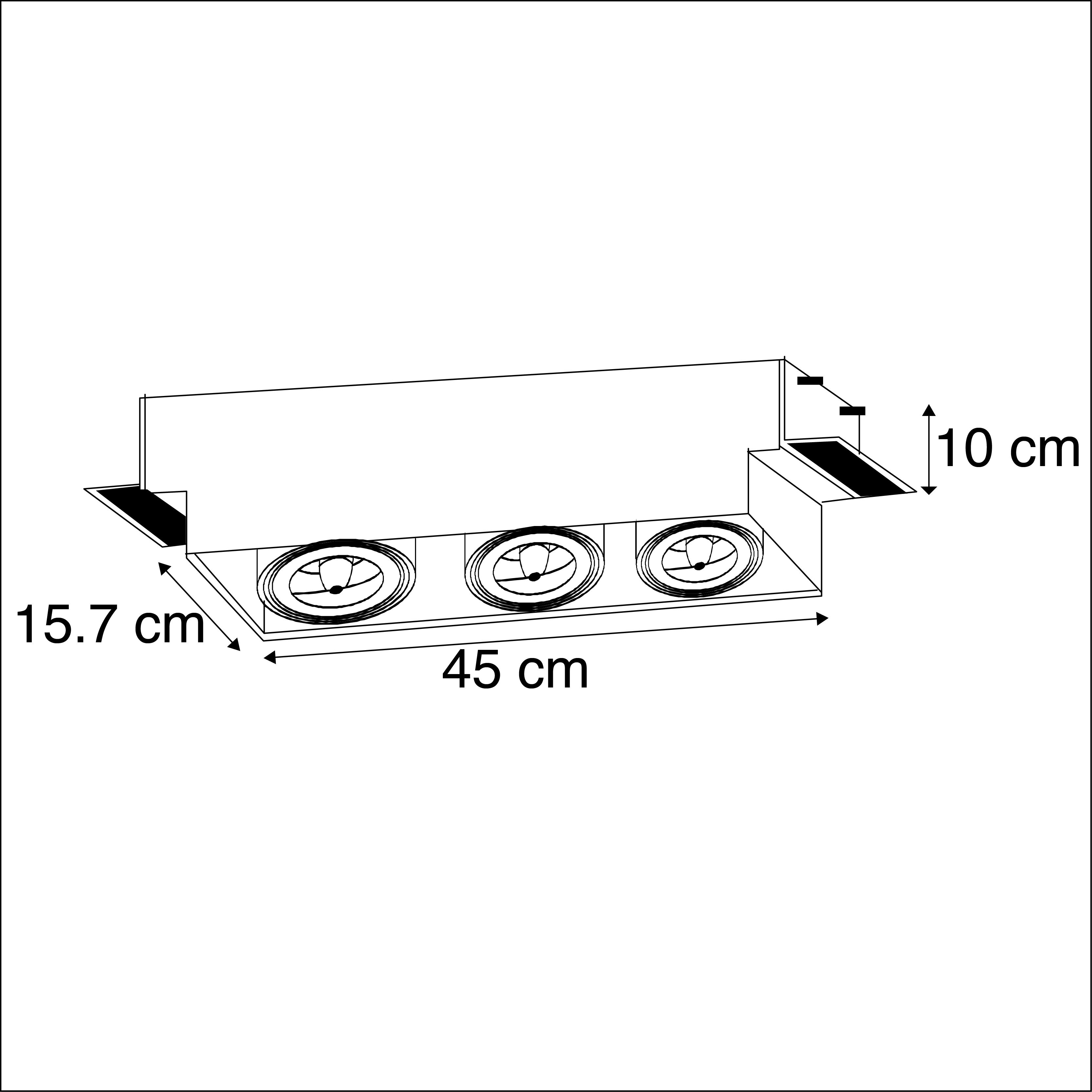 Inbouwspot wit  AR111 trimless 3-lichts - Oneon