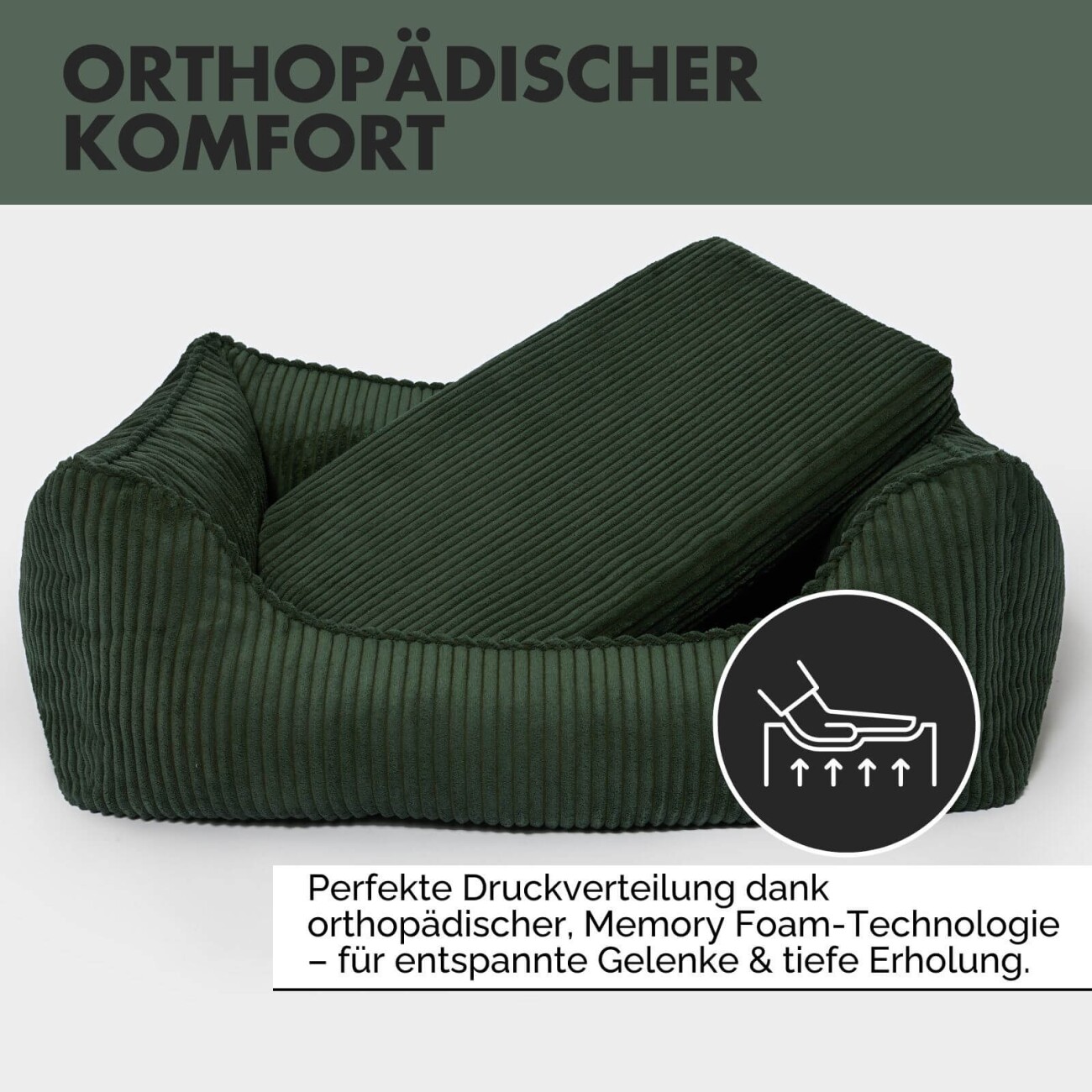 PAW WOW Hundebett ANTON Cord Olivegrün M