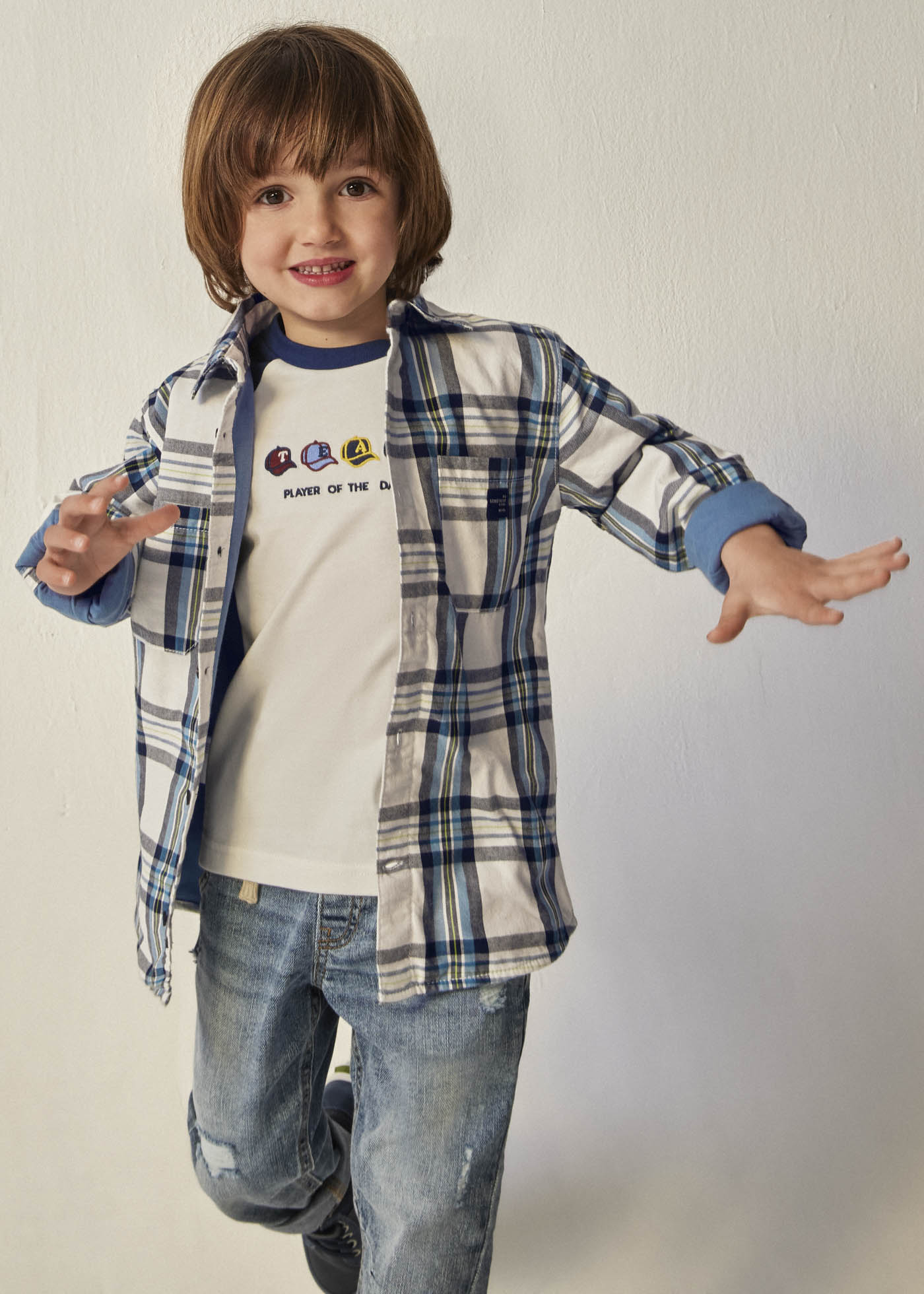 Sobretudo xadrez Better Cotton para meninos
