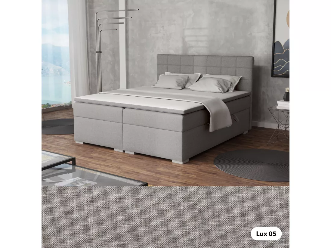 LIT BOXSPRING avec rangements pour la literie Torland, 180x200 cm, Lux 05 (Gris clair)
