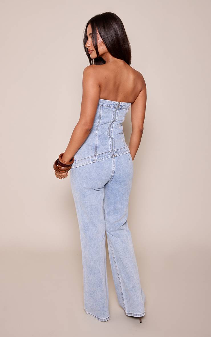 Bleu Clair Jean Évasé En Denim Petite Avec Fermeture Éclair Latérale