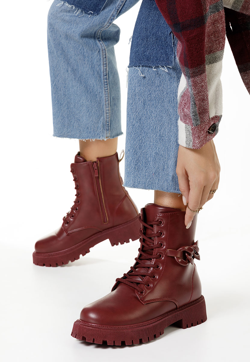 Bottines à lacets femme bordeaux Bettanie