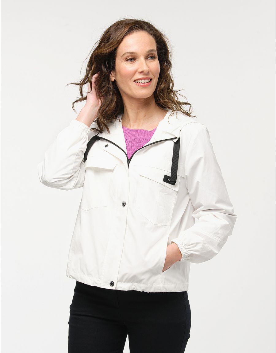 Blouson blanc à capuche