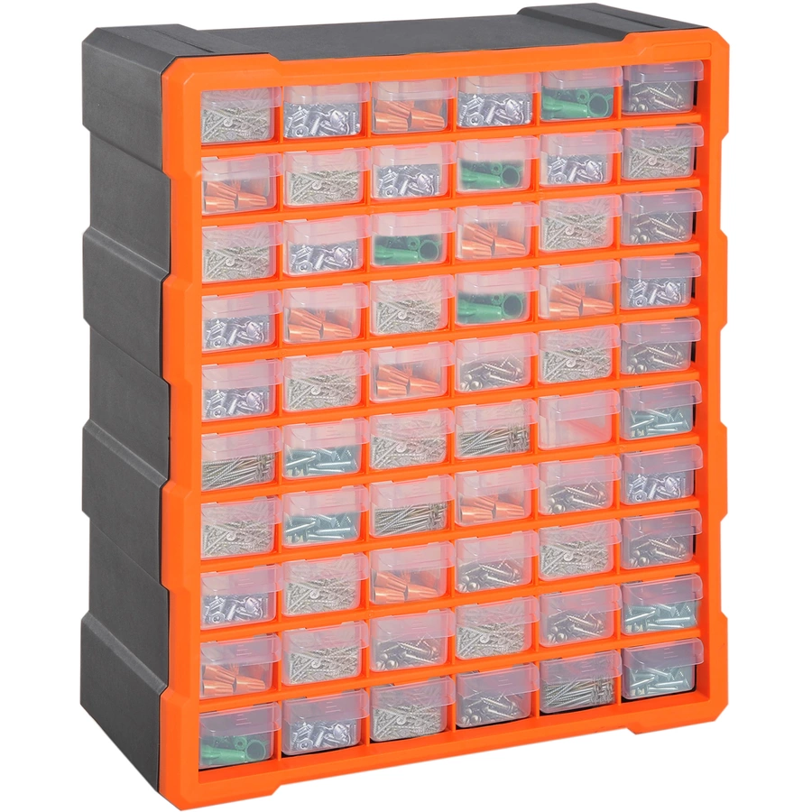 DURHAND Kleinteilemagazin mit 60 Fächer orange