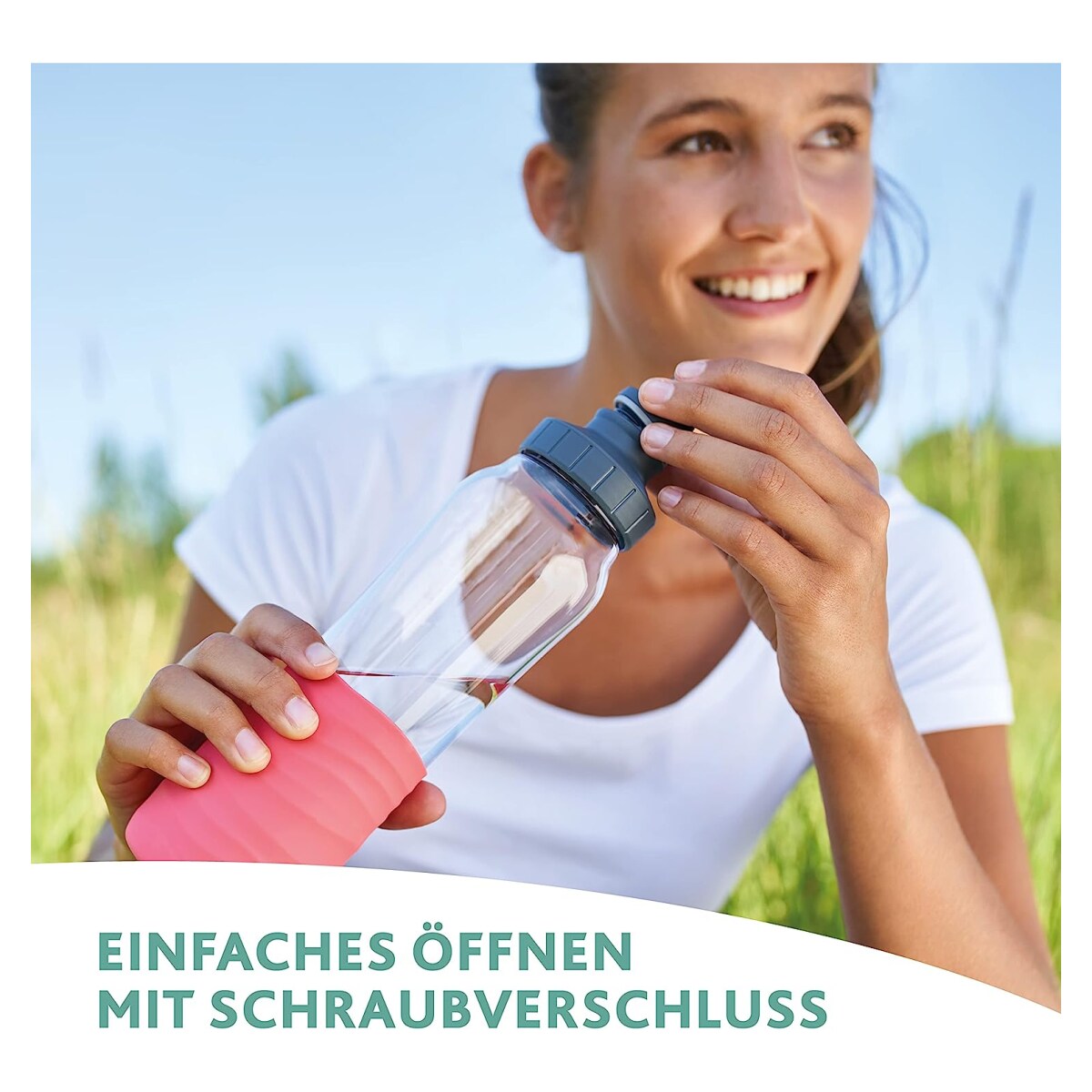 EMSA Drink2Go Trinkflasche aus Glas 0,7 l burgund N3100700