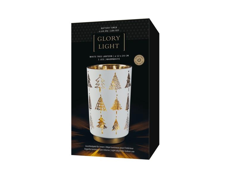 STT Laterne, Baum, M, 20 cm, Weiss LED Weihnachtsdekoration