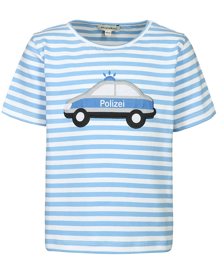 T-Shirt POLIZEI TATÜ-TATA gestreift in weiß/mittelblau