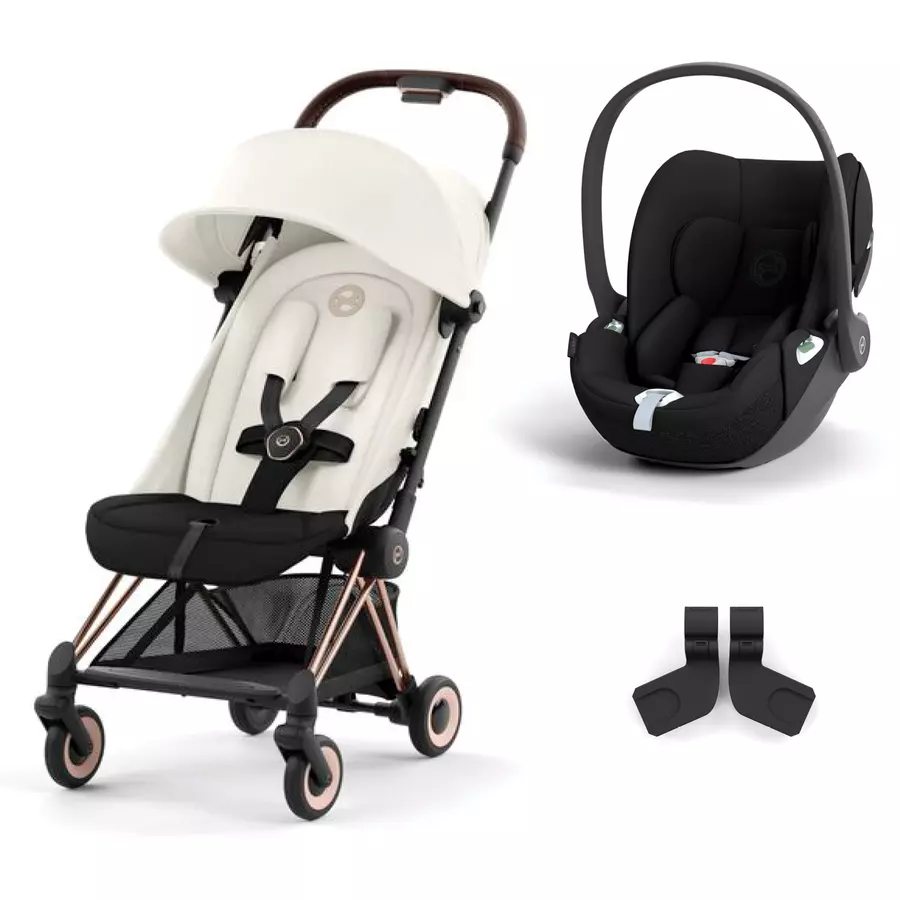 cybex PLATINUM Buggy Coya Rosegold Off White inklusive Babyschale Cloud T I-Size Sepia Black und Adapter