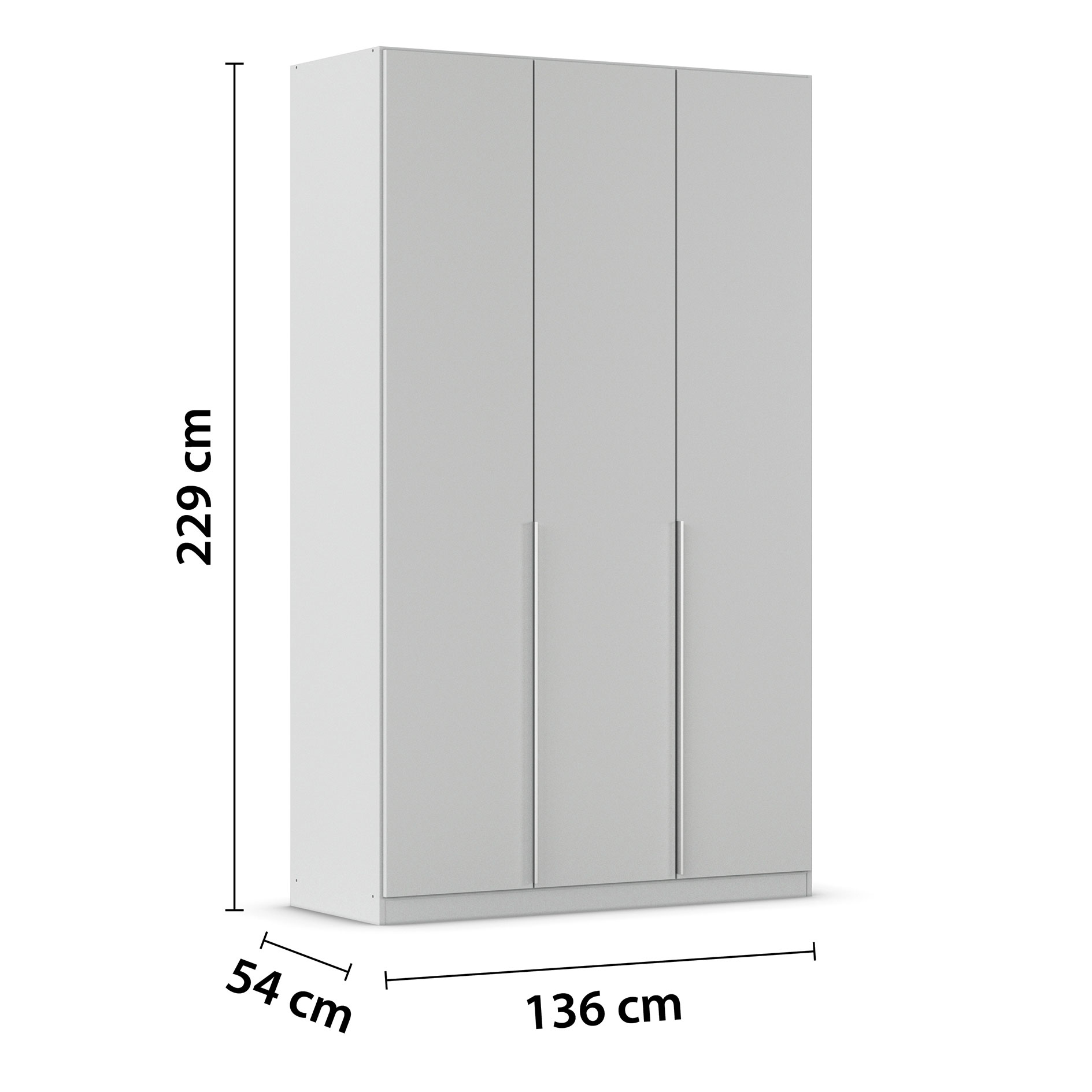 Drehtürenschrank - seidengrau - 3-türig - 136x229 cm