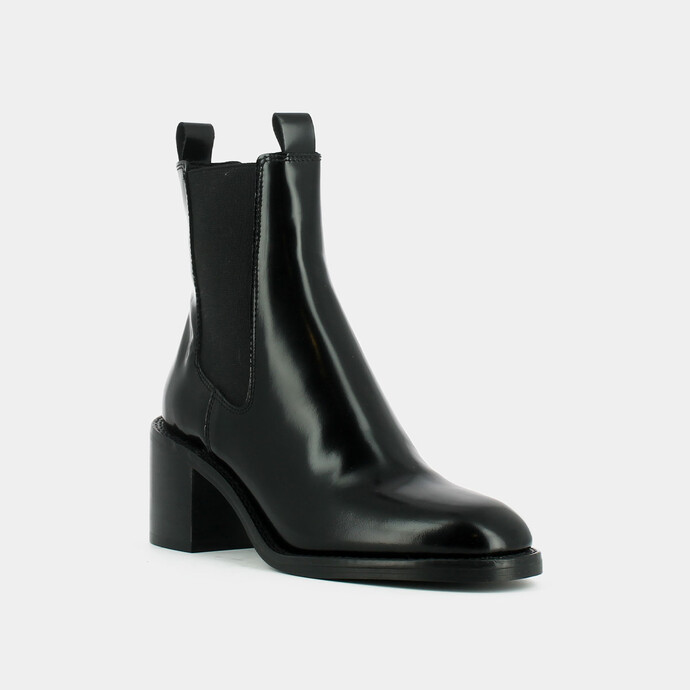 Bottines à talons  en cuir noir
