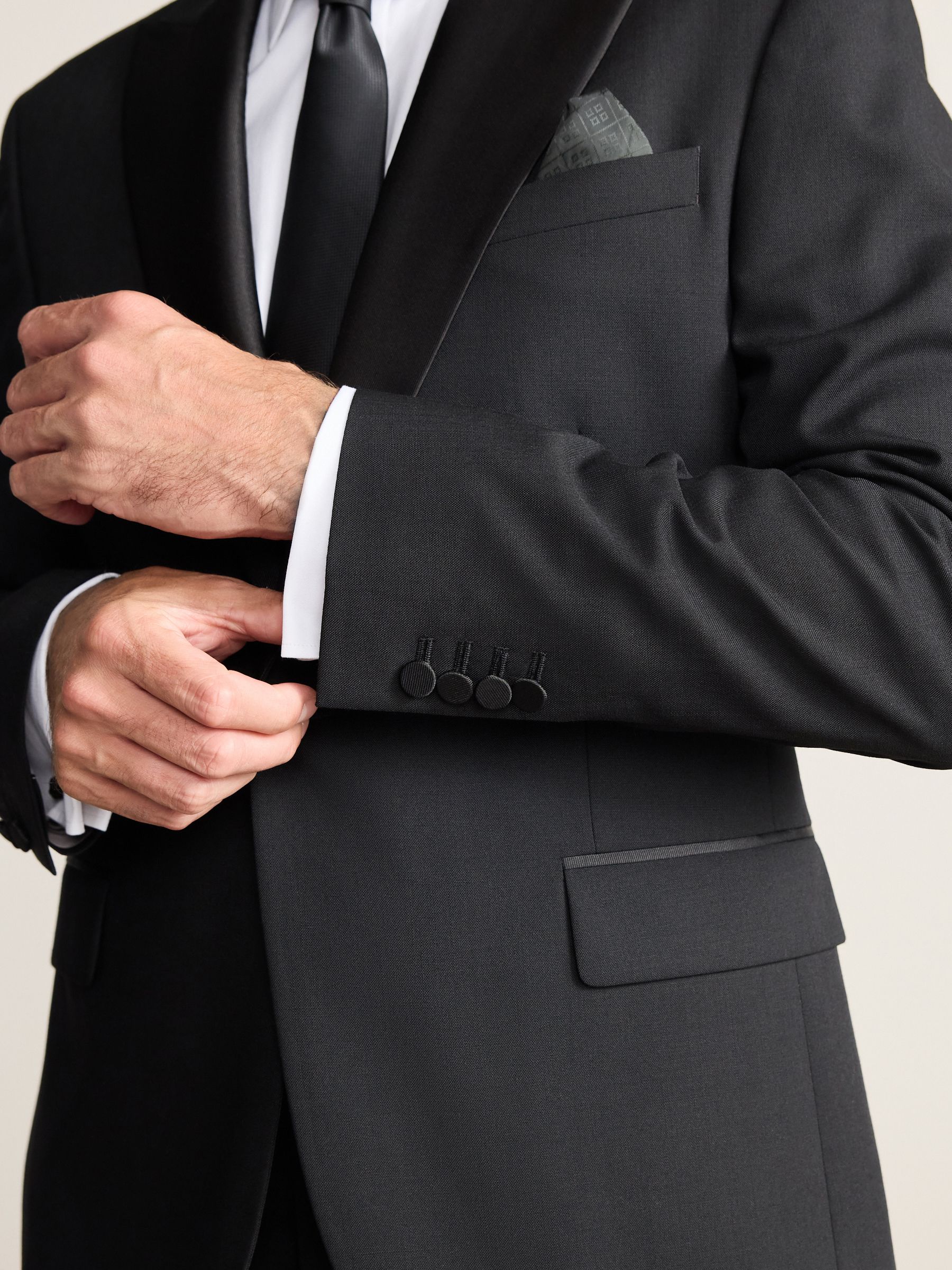 Zwart - Slim Fit Signature Nova Fides 100% Italian Wool Tuxedo Suit Jacket