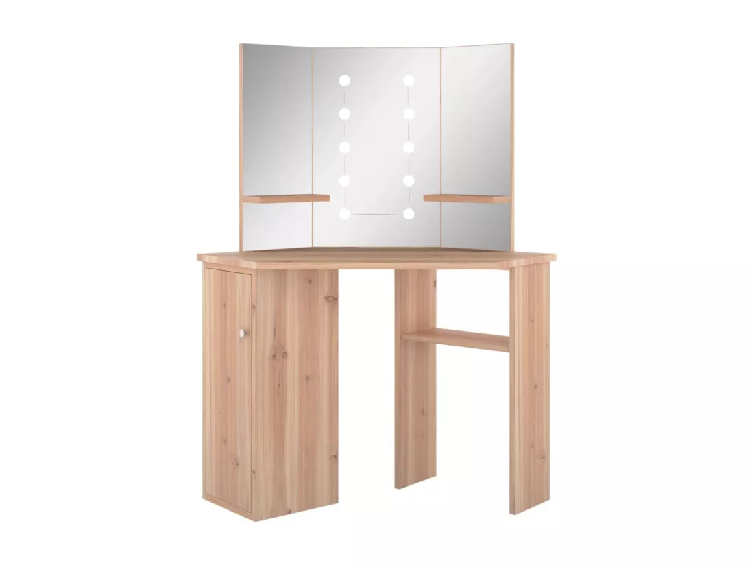 Coiffeuse d'angle avec LED Chêne 111x54x141,5 cm
