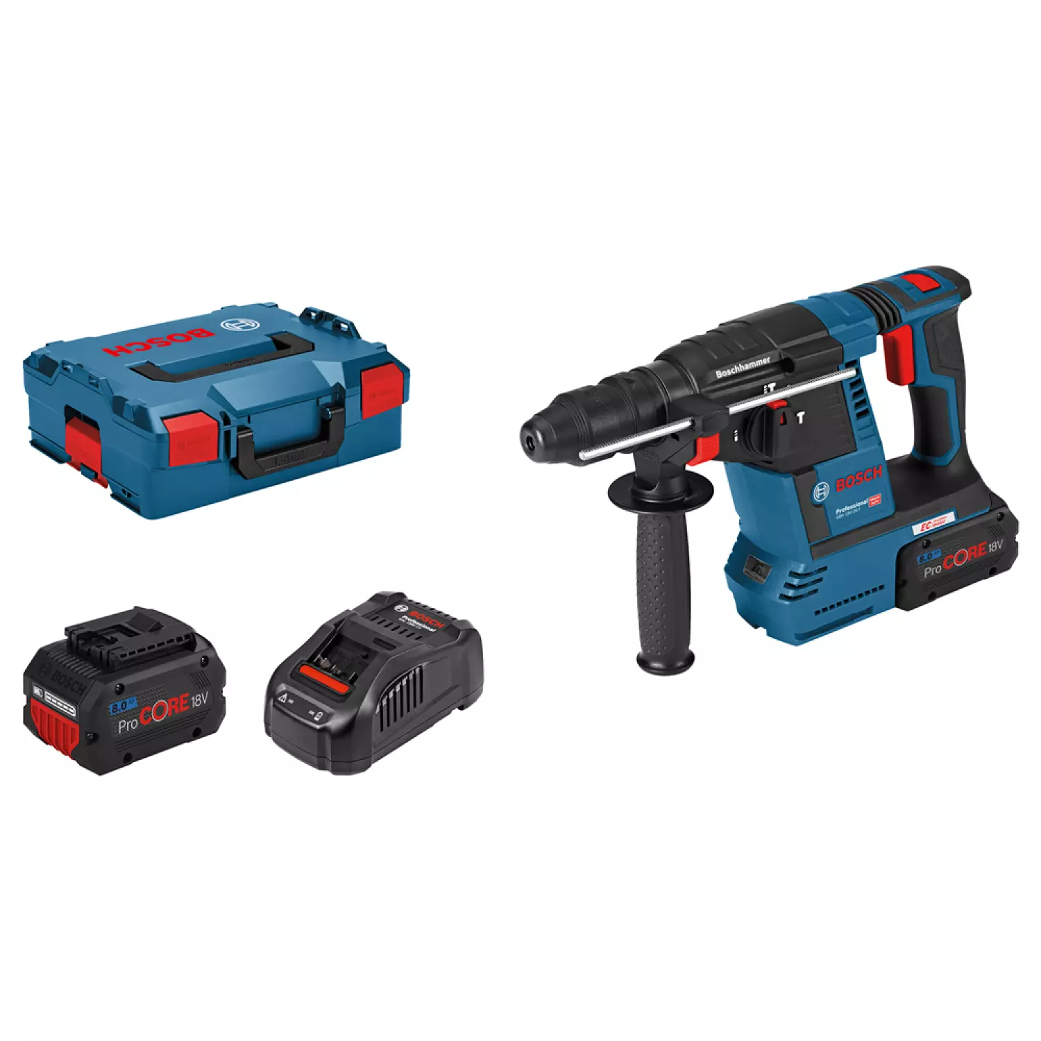 Bosch GBH 18V-26 F 18V Li-Ion Accu SDS-plus combihamer set (2x 8.0 ProCORE accu) in L-Boxx - 2,6J - koolborstelloos